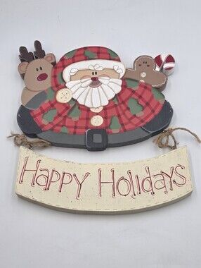 Christmas Happy Holidays Home Sign Farmhouse Country Decor Santa  Cottagecore
